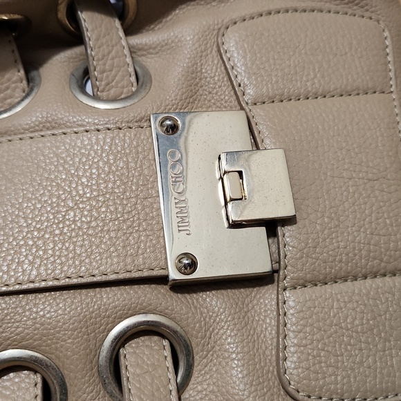 Jimmy Choo - Taupe Leather "Ramona" Shoulder Satchel - Picture 9 of 15